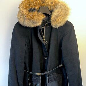 Marc by Marc Jacobs Fur Hood Lined Winter Parka Coat in Black - Size S